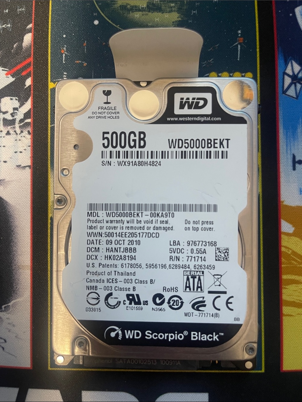 WD 500GB WD5000BEKT Scorpio Black 2.5" SATA Internal Laptop Hard Drive - Black